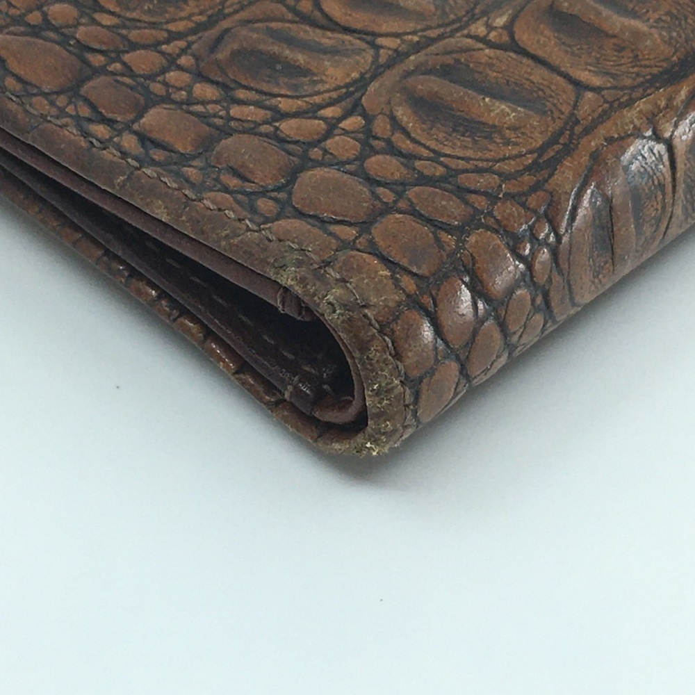 Vintage Brahmin Brown Croc-Embossed Leather Wallet Square - Picture 2 of 9